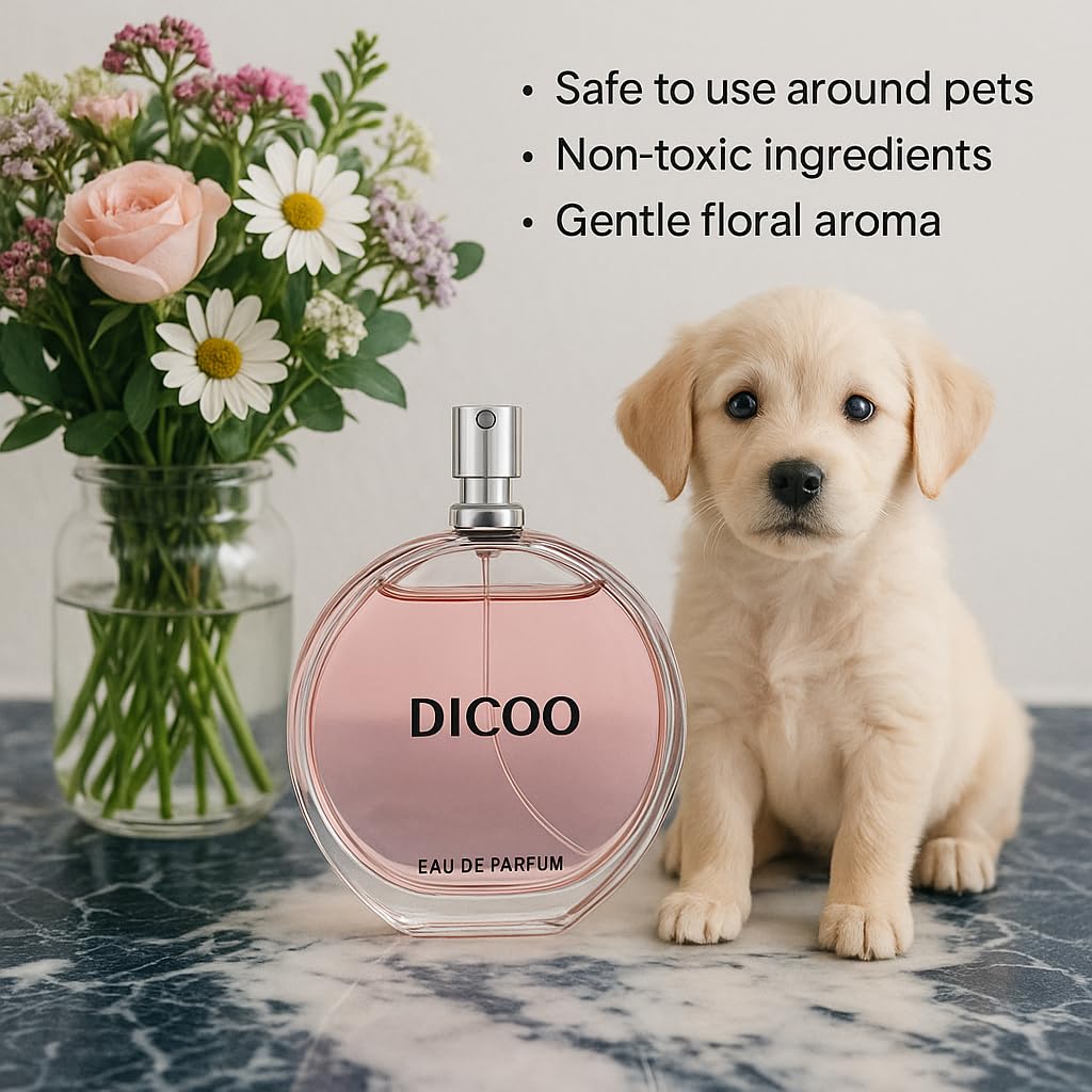 DICOO Women's Eau De Parfum - Floral Lavender, Orange & Rose Notes | Elegant 100ml Pink Glass Bottle