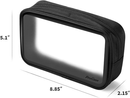 ProCase Travel Toiletry Bag - TSA Approved Matte Clear Organizer for Airport Carry-On - Black