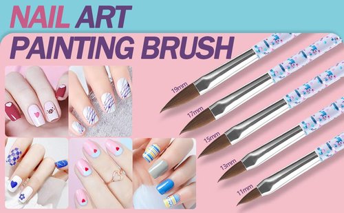 Artdone 15pcs Pink Nail Art Brushes, Nail Art Tool Set, Dotting Tools, Dust Brush,Striping Brushes for Long Lines, Drawing Pen For Gel Polish Design supply