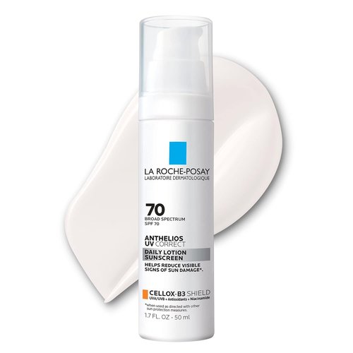 La Roche-Posay Anthelios SPF 70 Sunscreen Moisturizer - Anti-Aging Face Cream with Niacinamide for Even Skin Tone