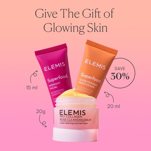 ELEMIS Way To Glow Skincare Kit - Travel Set with Rose Cleansing Balm & Glow Priming Moisturizer