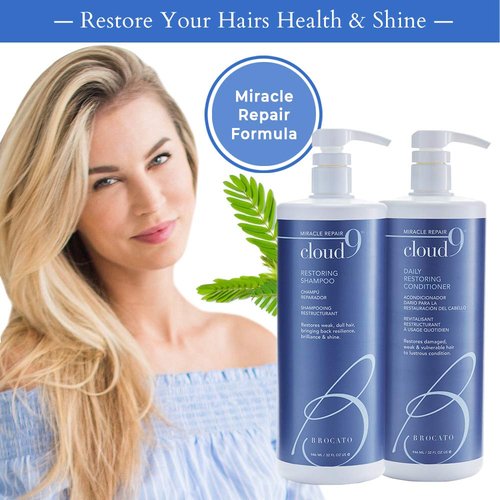 Brocato Cloud 9 Restoring Shampoo & Conditioner Duo - 32 Fl Oz | Revitalize & Hydrate Damaged Hair | Color Safe Formula