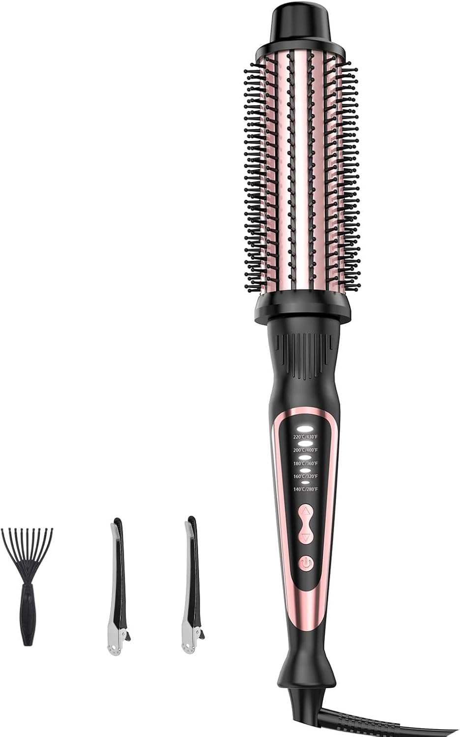 Skiennix Heated Round Brush - Ceramic Ionic Technology for Volumizing & Styling | Travel-Friendly 1.5 Inch Rose Gold