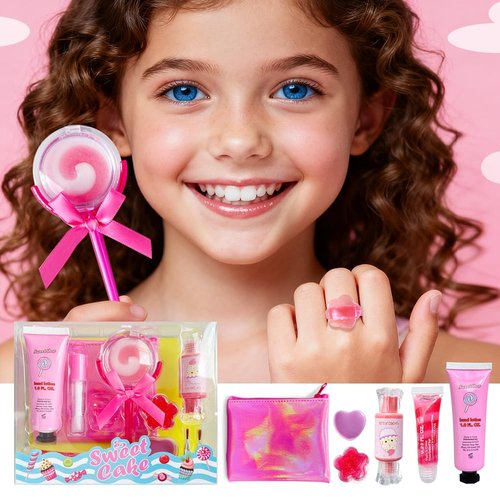 M&U MAKE YOU UP Lip Gloss Set - 11-Piece Girls' Lip Care Collection with Ice Cream & Lollipop Designs