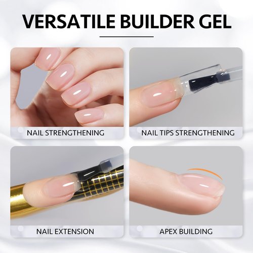 GAOY Builder Gel for Nails, 16ml Nail Strengthener in a Bottle, Nail Extension Hard Gel, Soak Off Long Lasting UV Light Cure, 1958 Crystal Pink, Base Coat Top Coat Needed