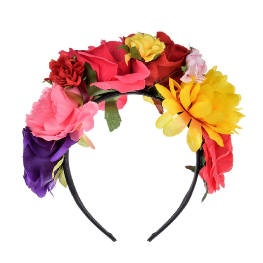 Vividsun Rose Flower Headband Floral Crown Day Of The Dead Headpiece (Fushcia/purple)