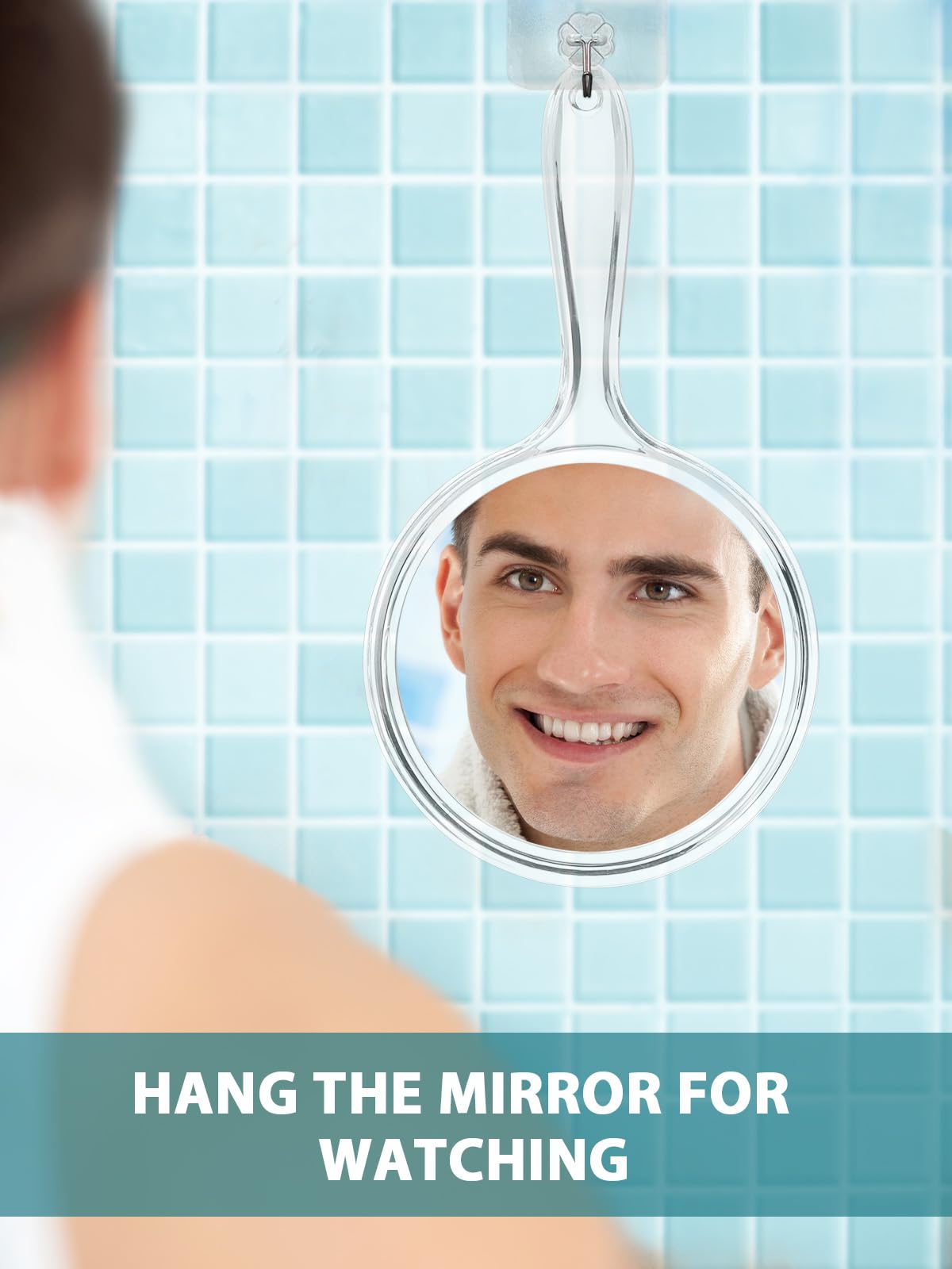 Macaki Hand Mirror, Double-Sided 1X/30X Magnifying Mirror with Handle, Acrylic, 8.3" L x 4.5" W, Clear, Pack of 1