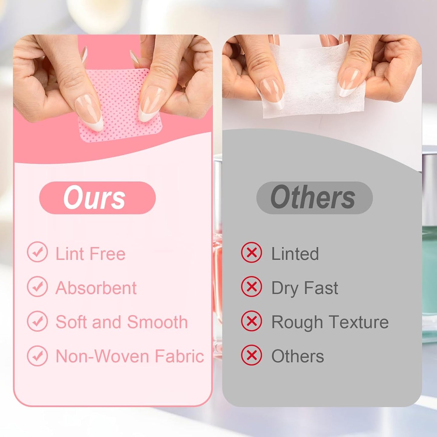 Skiennix Lint-Free Nail Wipes - 540PCS Super Absorbent Soft Polish Remover & Eyelash Extension Wipes