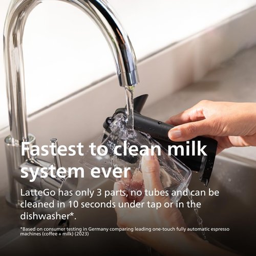 Philips 4400 Series Espresso Machine - Fully Automatic with LatteGo Milk System, 15-Bar Pressure, Black Chrome