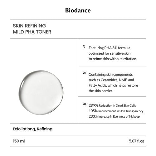 Biodance PHA Toner - Gentle Exfoliating & Hydrating Face Toner for Sensitive Skin | 5.07 fl. oz (150ml)