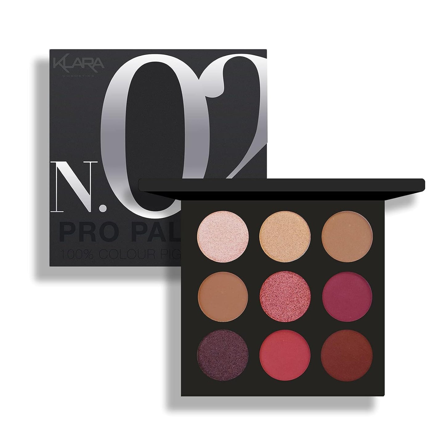 Klara Cosmetics Pro Eyeshadow Palette - Long-Lasting Matte & Shimmer Eye Makeup - 02 | 0.38 oz