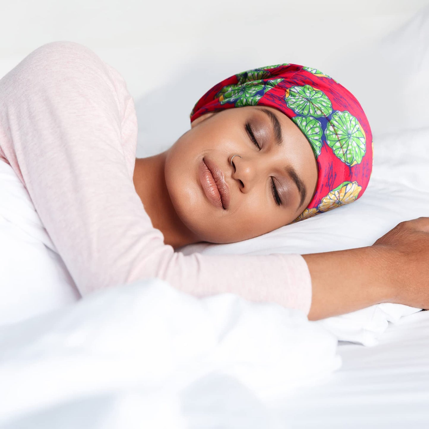 Sintege 6 Pcs Satin Lined Bonnet Sleep Cap for Women Men African Silk Soft Beanie Hair Sleep Wrap for Natural Curly Braids(Vibrant Patterns)