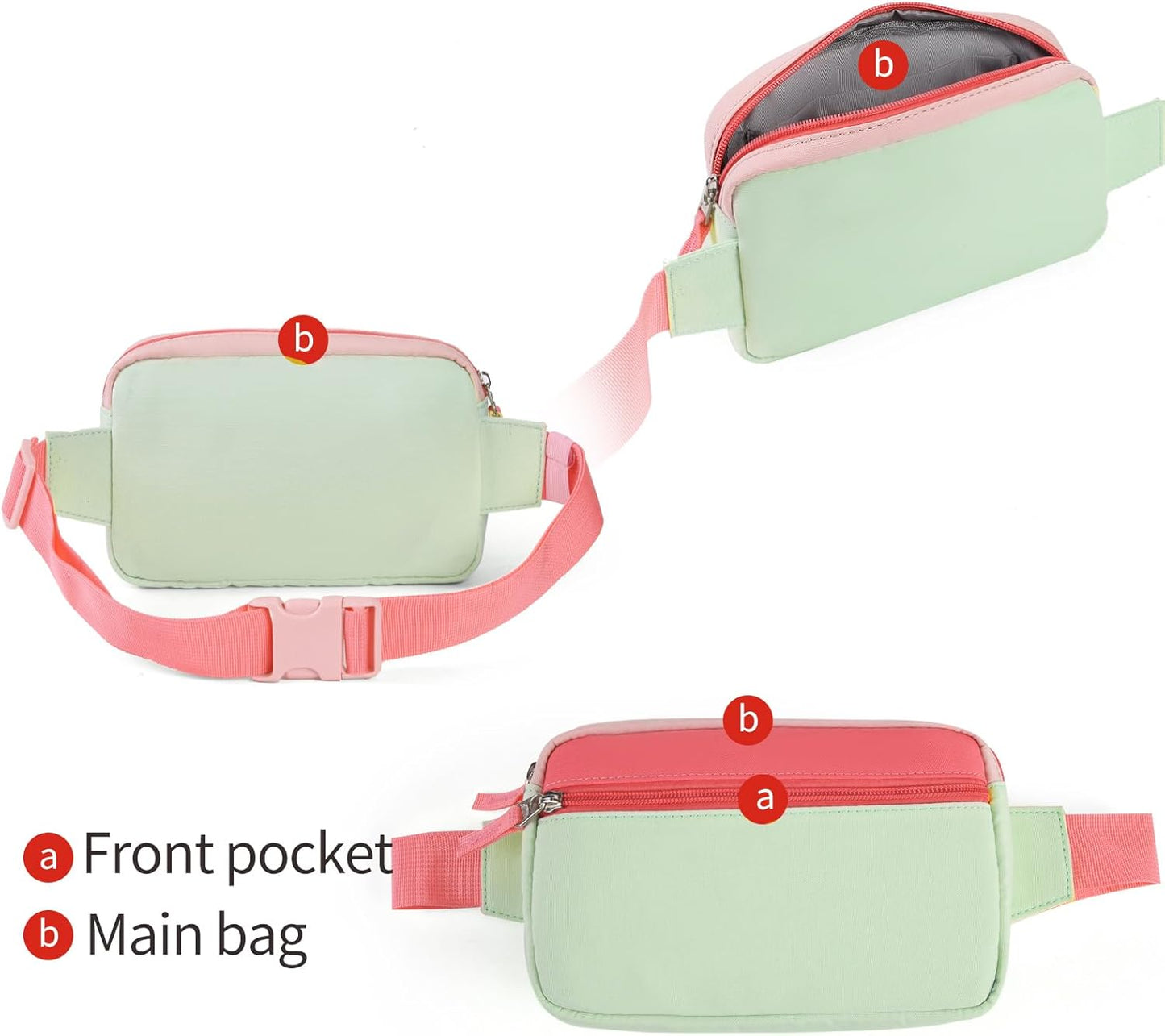 Skiennix Fanny Pack - Trendy Colorblock Crossbody Bag for Girls | Adjustable Belt for Travel Essentials
