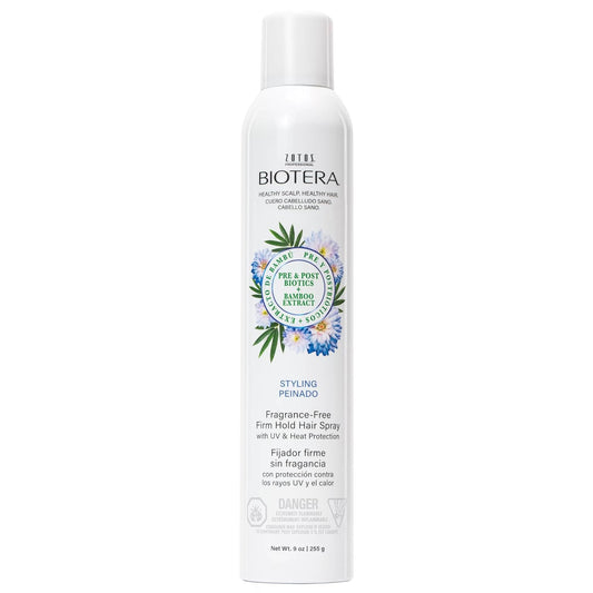 Biotera Firm Hold Hair Spray - Fragrance-Free UV & Heat Protection | Color-Safe | 9 Fl Oz