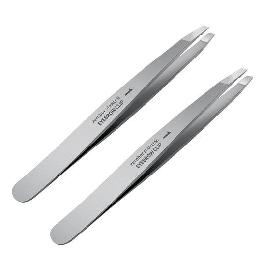 Tweezers Set - Professional Stainless Steel Slant Tweezers, Best Precision Tweezers Set for Shaping Eyebrows, Great Beauty Tools for Facial Hair, Ingrown Hair, Blackhead Removal(2Pcs Slant Tweezer)