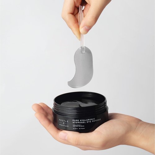 Pestle & Mortar Pure Hyaluronic Hydrogel Eye Patches - 30 Pairs | Cooling Under-Eye Treatment with Peptides for Hydration & Depuffing