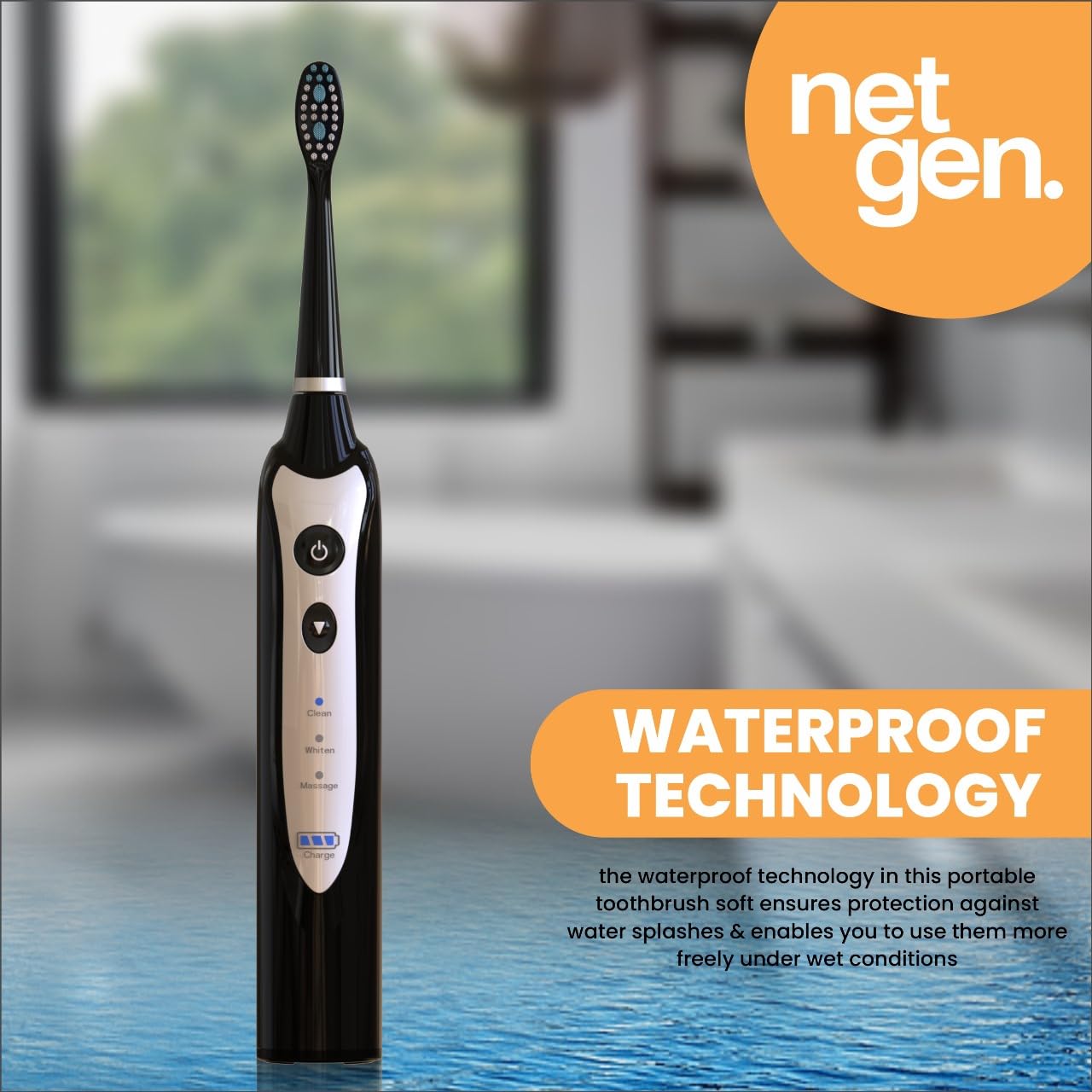 Sonic Electric Toothbrush - Rechargeable Power Brush with 5 Heads & Travel Case | Black, 3 Modes, Soft Bristles