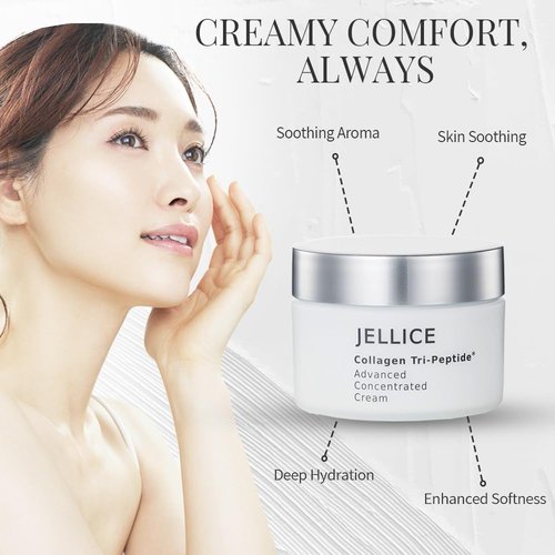 JELLICE Advanced Collagen Face Cream - Anti-Aging Moisturizer with Collagen Tripeptides & Hyaluronic Acid for All Skin Types