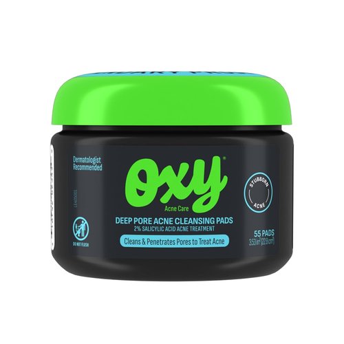 Oxy Deep Pore Acne Cleansing Pads - Maximum Strength 2% Salicylic Acid Treatment | 55 Pads for Breakouts & Blackheads