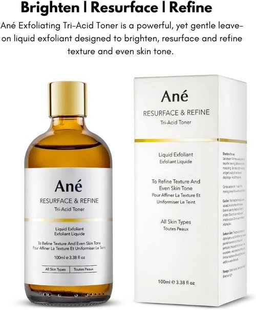 Ané Tranexamic Toner - Hydrating AHA & BHA Liquid Exfoliant for Bright, Even Skin Tone - Vegan