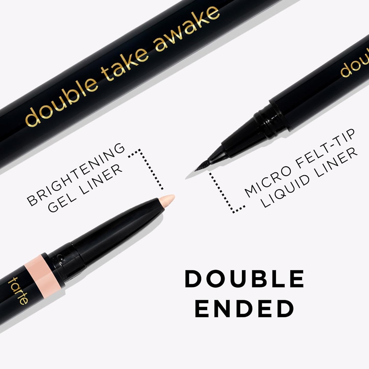 Tarte Double Take Awake Micro Liquid Liner - 2-in-1 Amazonian Clay Eyeliner Pen for Bold, Longwear, Waterproof Eyes
