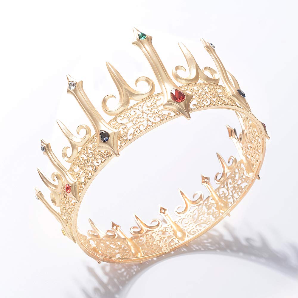 Eseres Gold King Crown for Men Adult's Costume Crowns Prom Crown for Birthday