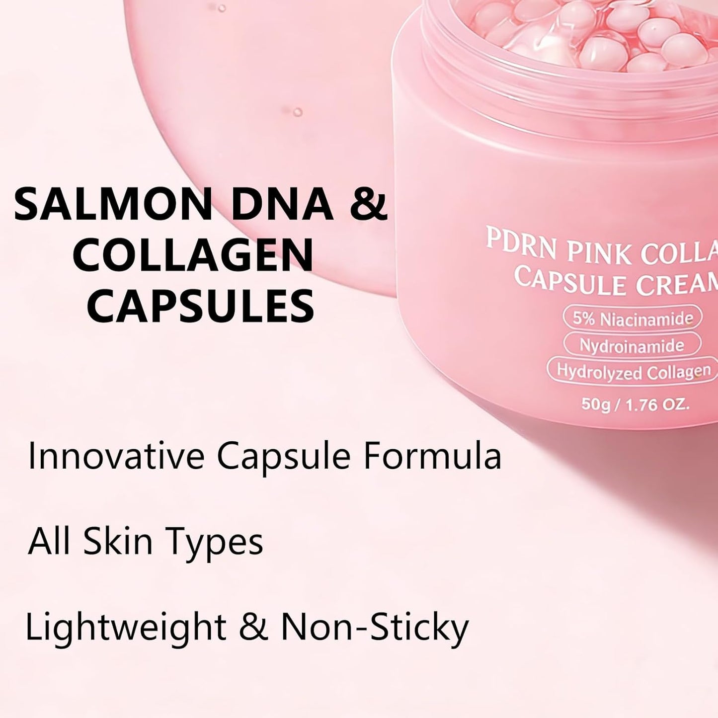 Skiennix PDRN Capsule Cream - Lightweight Salmon DNA Moisturizing Gel for Deep Hydration | 1.76 oz