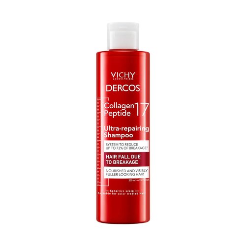 Dercos Collagen Peptide 17 Shampoo - Ultra-Repairing Formula for Damaged Hair | Reduces Breakage & Boosts Volume