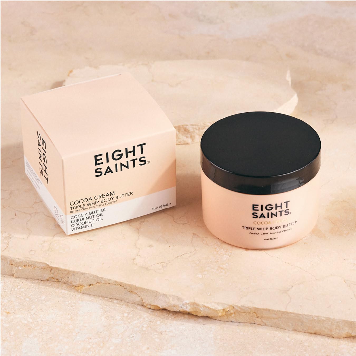 Eight Saints Cocoa Crème Body Butter - Natural & Organic Hydrating Cream with Coconut Oil | 8 Ounces