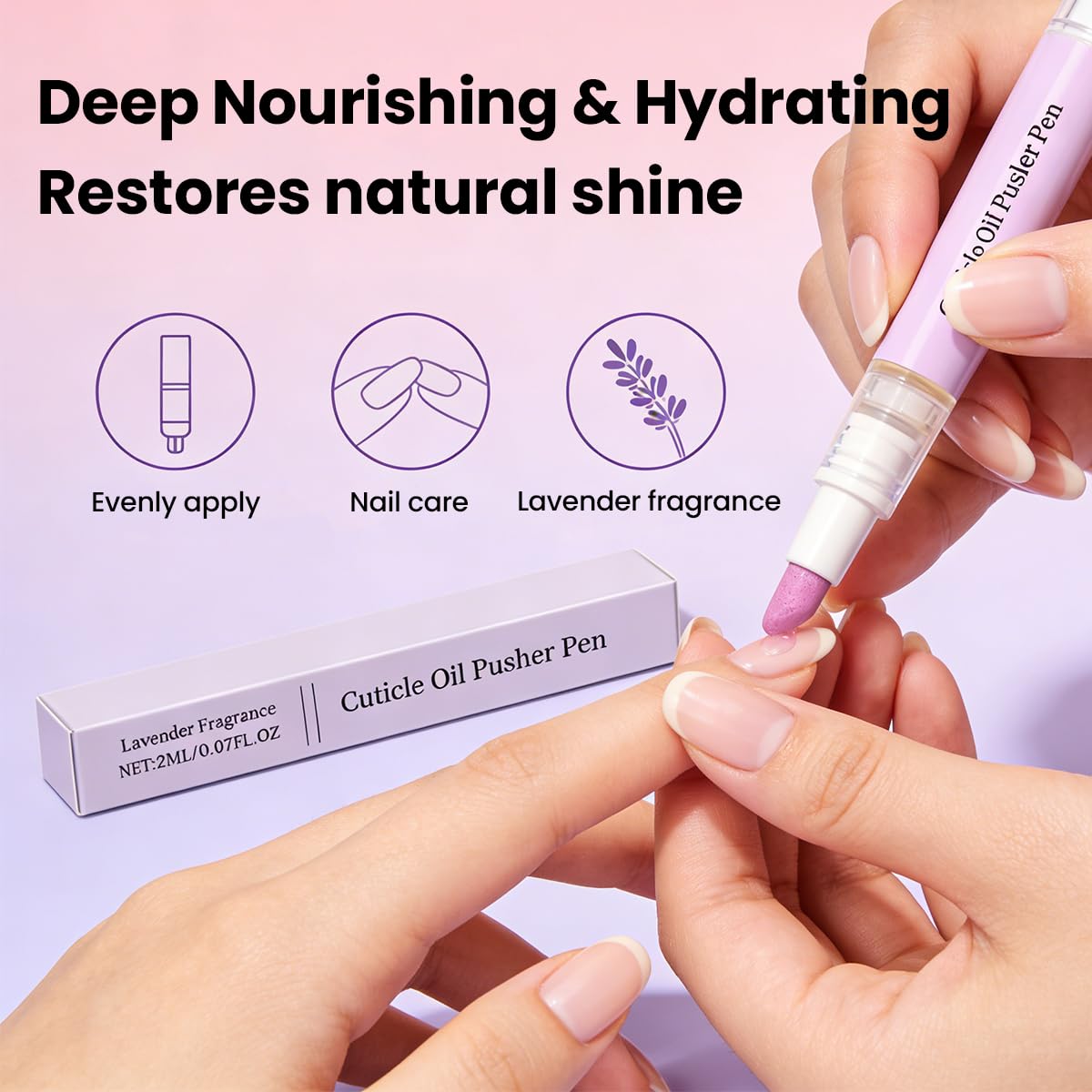 Skiennix 2-in-1 Cuticle Oil Pen & Pusher - Moisturizing Nail Care Tool for Easy Application (2PCS)