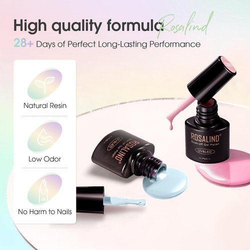 ROSALIND Gel Nail Polish Set - 12 Pastel Colors for Spring & Summer | Soak Off, Candy-Inspired Shades