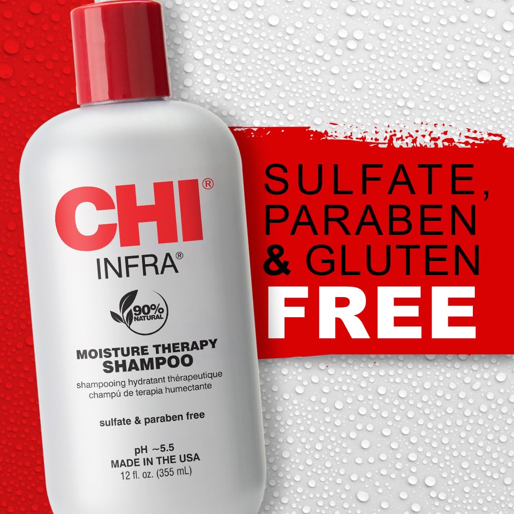 CHI Infra Shampoo - Gentle Cleansing & Hydration for All Hair Types | 12 Oz, Heat Damage Repair, Sulfate-Free