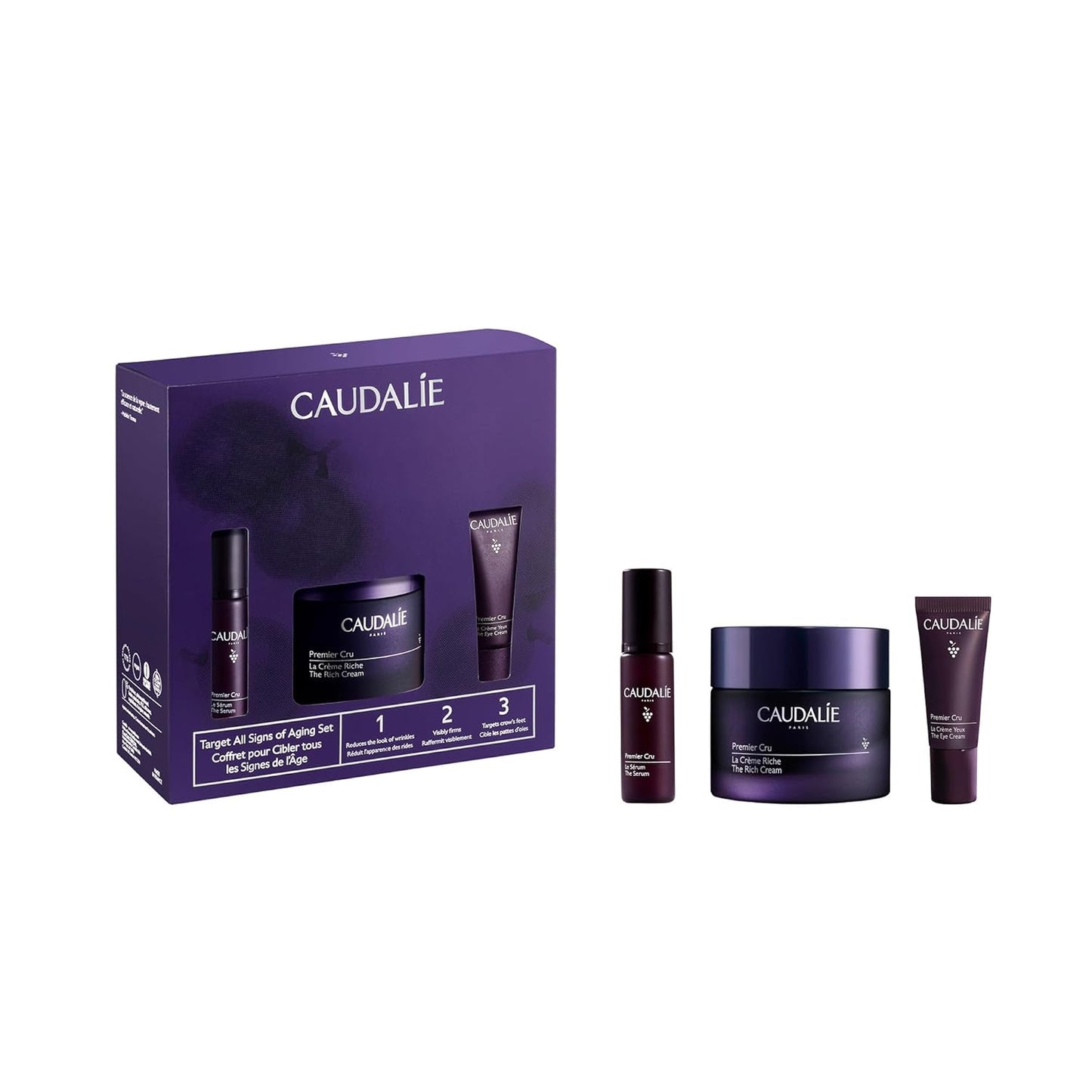 Caudalie Premier Cru Anti-Aging Skin Barrier Repair Routine - Rich Cream for Fine Lines & Dark Spots