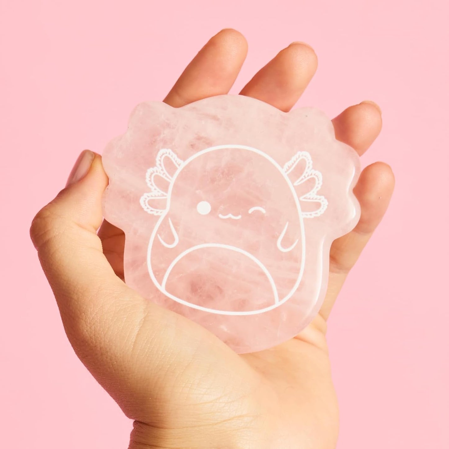 TONYMOLY Gua Sha Facial Massage Tool - Archie Axolotl Rose Quartz for Sculpting & Lymphatic Drainage | K-Beauty Gift