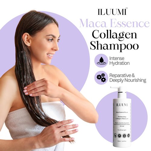 **Maca Essence Premium Hair Shampoo - Collagen Repair & Nourishment for All Hair Types | 500ml/16.9 fl oz**