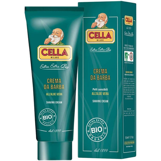 Cella Milano Organic Aloe Vera Shaving Cream - Rich Protective Lather, 150ml - Ideal for Shaving Brush, Made in Italy