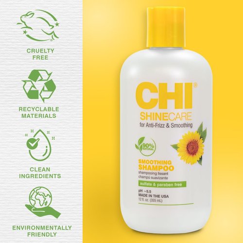 CHI ShineCare Smoothing Shampoo - Instantly Transforms Dull Hair with Shine & Hydration | 12 Oz, Sulfate-Free