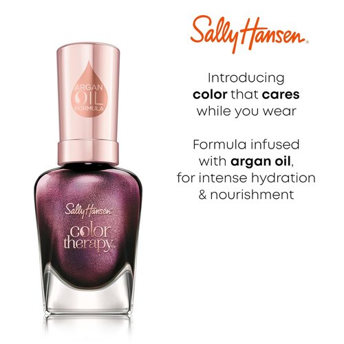 Sally Hansen Color Therapy Nail Polish - Long Lasting, Biotin & Argan Oil Formula | 200 Powder Room - Soft Nude Color