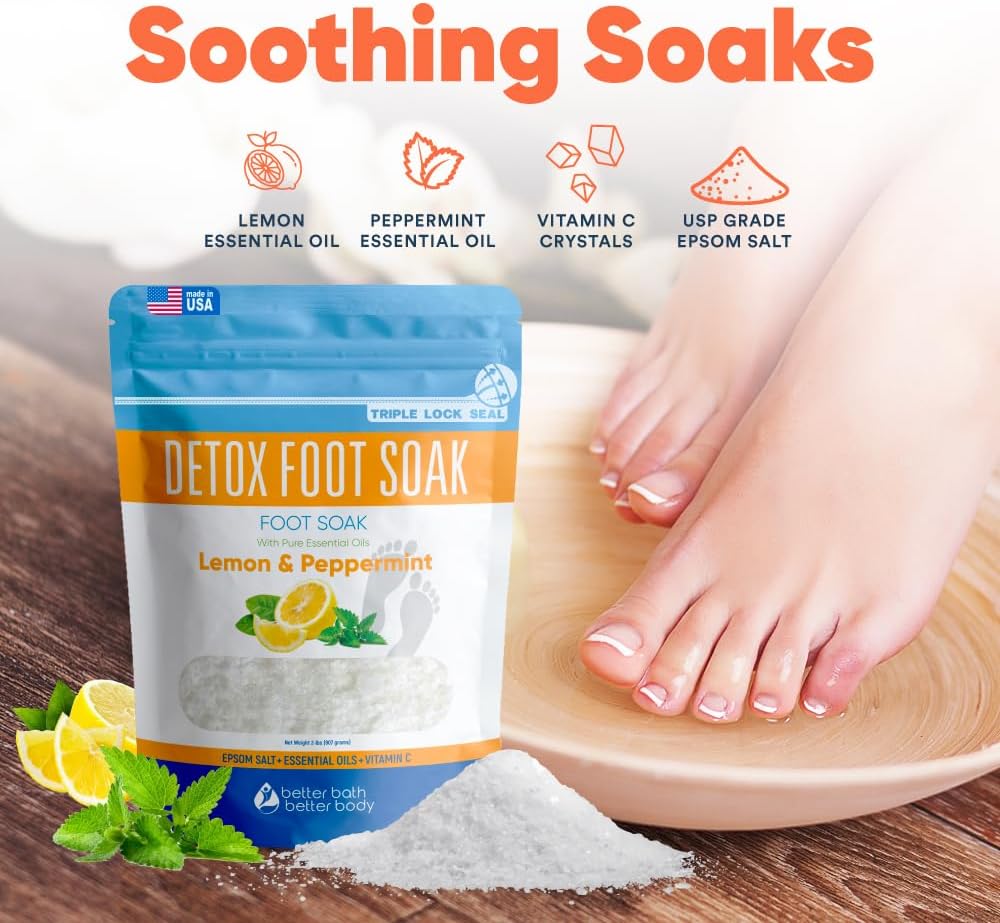 Skiennix Detox Foot Soak Salts - 32 Ounces with Essential Oils | Soothe Athletes Foot & Relax Tired Feet