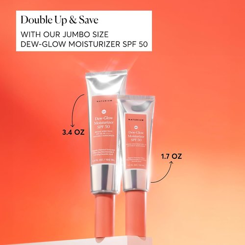 Naturium Dew-Glow Moisturizer - SPF 50 Daily Sunscreen & Face Primer with Dewy Finish | 1.7 oz