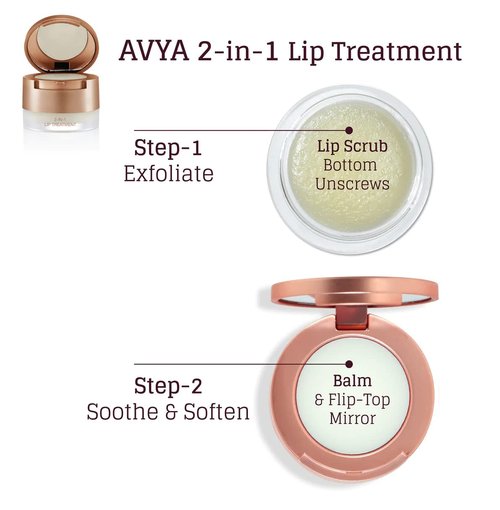 Avya Skincare Two-In-One Lip Treatment - Exfoliating Sugar Scrub & Nourishing Balm with Marula & Mango | 0.07oz