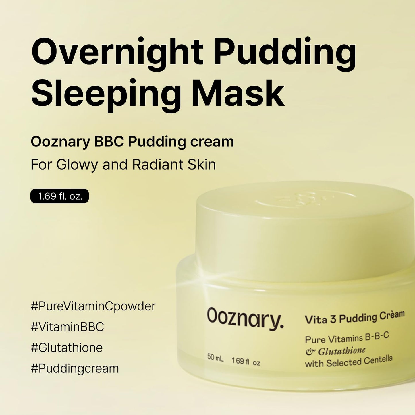 Vita 3 Pudding Cream - Radiant Glow & Extra Hydration with Vitamin C, Niacinamide | 1.69 fl. oz (50ml) Korean Moisturizer