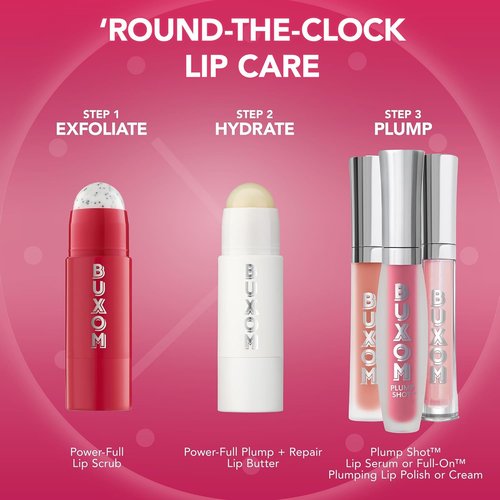 BUXOM Power-Full Lip Scrub - Gentle Sugar-Infused Exfoliating Stick with Vitamin E & Papaya Seed Oil