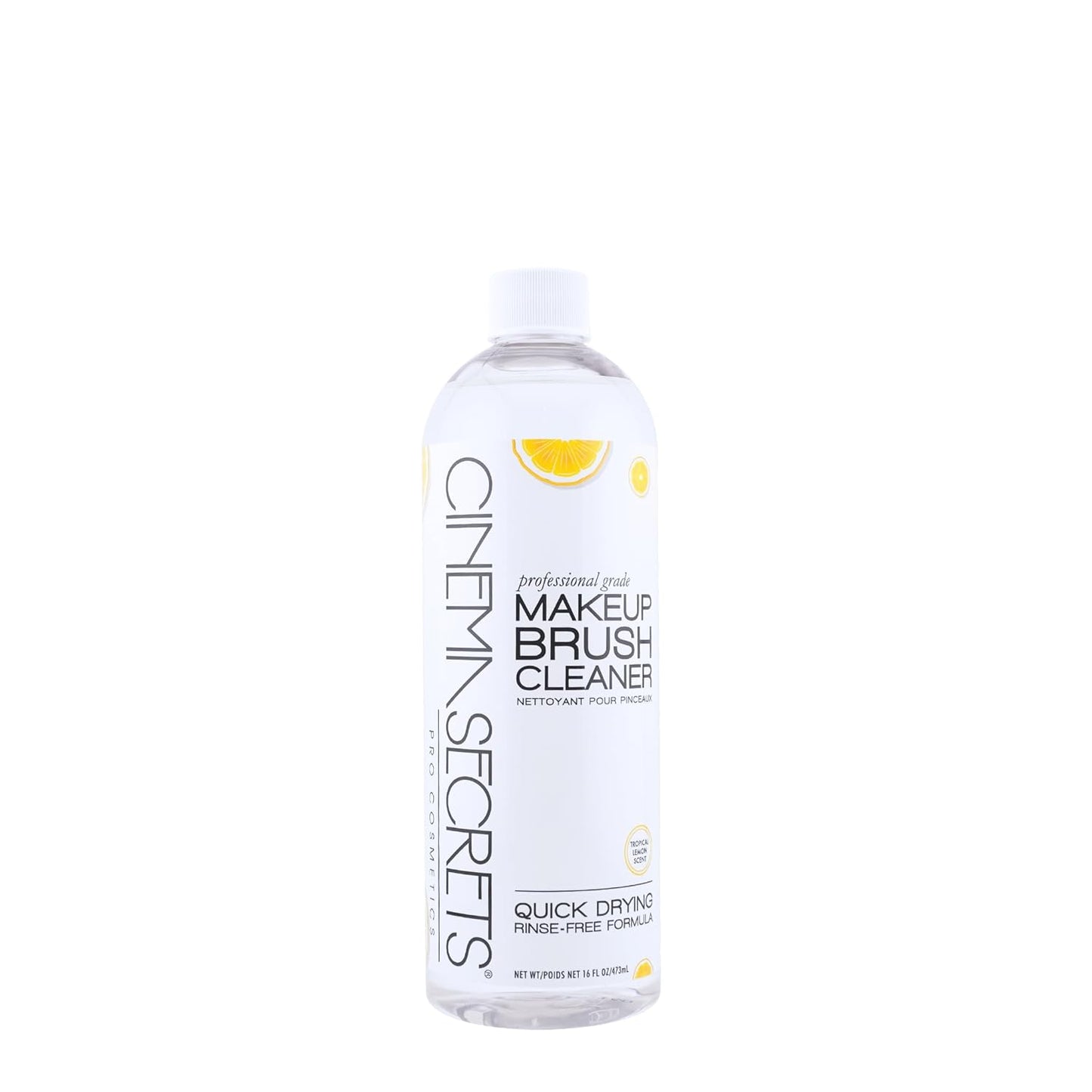 Cinema Secrets Makeup Brush Cleaner - Professional Quick-Drying Solution | Rinse-Free, Removes Waterproof Makeup - Lemon Scent