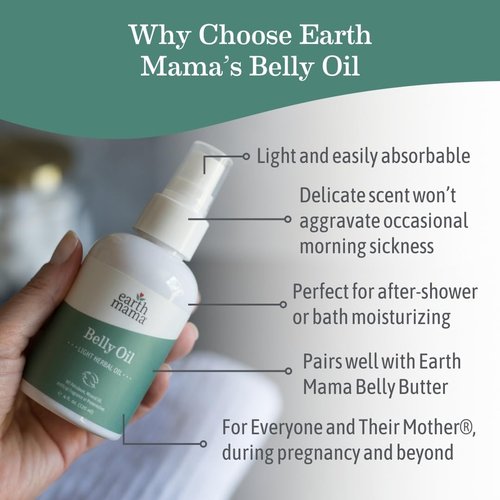 Earth Mama Belly Oil - Nourishing Moisturizer for Dry Skin | Promotes Elasticity & Prevents Stretch Marks, 4 oz