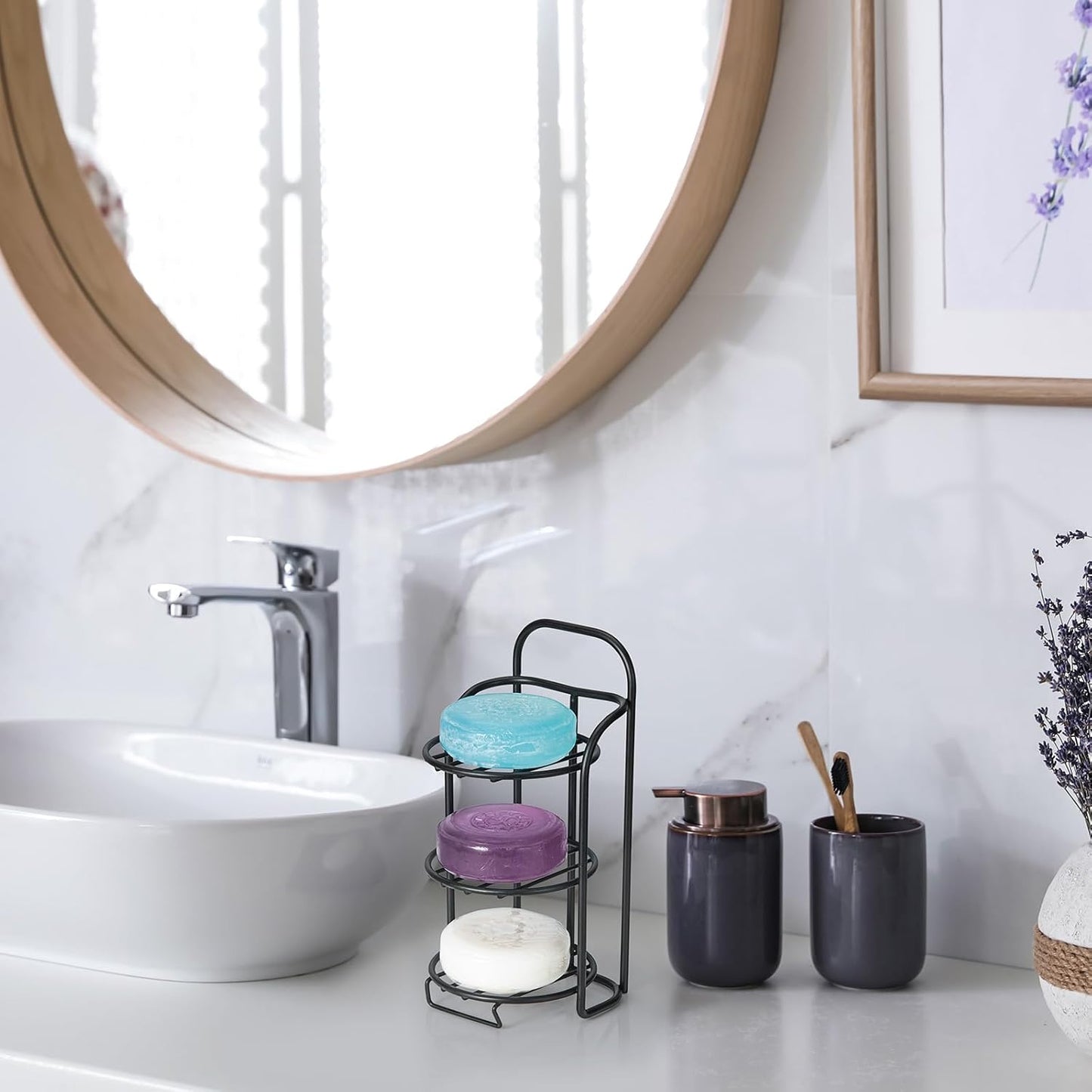 Skiennix 3-Tier Shower Soap Holder - Self-Adhesive & Freestanding Draining Caddy for Bathroom Decor