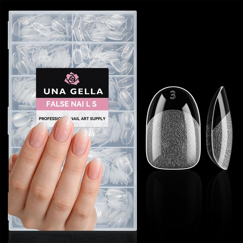 UNA GELLA Nail Tips 504pcs Full Cover Half Matte Fake Nails