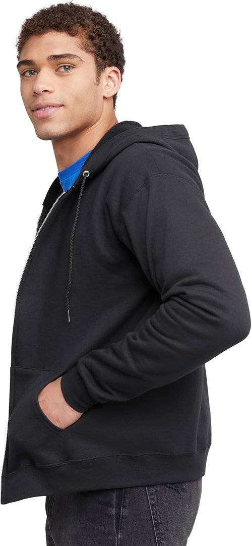 Hanes Men's Zip-Up Hoodie - EcoSmart Fleece Full-Zip Sweatshirt for Ultimate Comfort