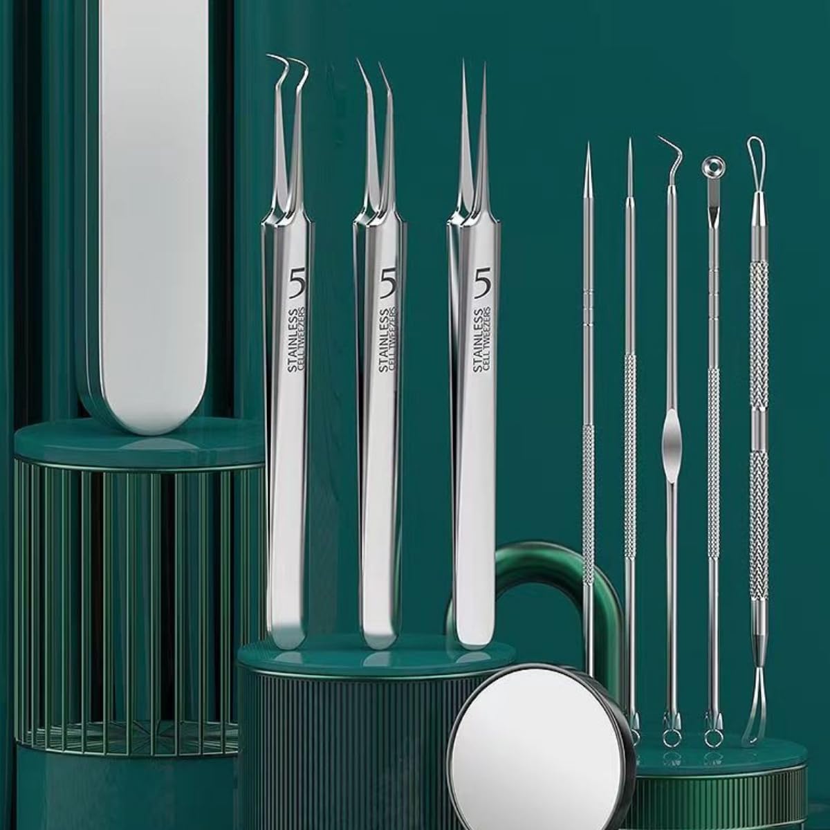 xwxwseui Usiveinborn Blackhead Remover Upgraded, Usiveinborn Blackhead Tweezers, Professional Upgraded Facial Blackhead Remover Tweezers, Blackhead Remover Tools Sets (A5-Rose-Gold-4pcs)