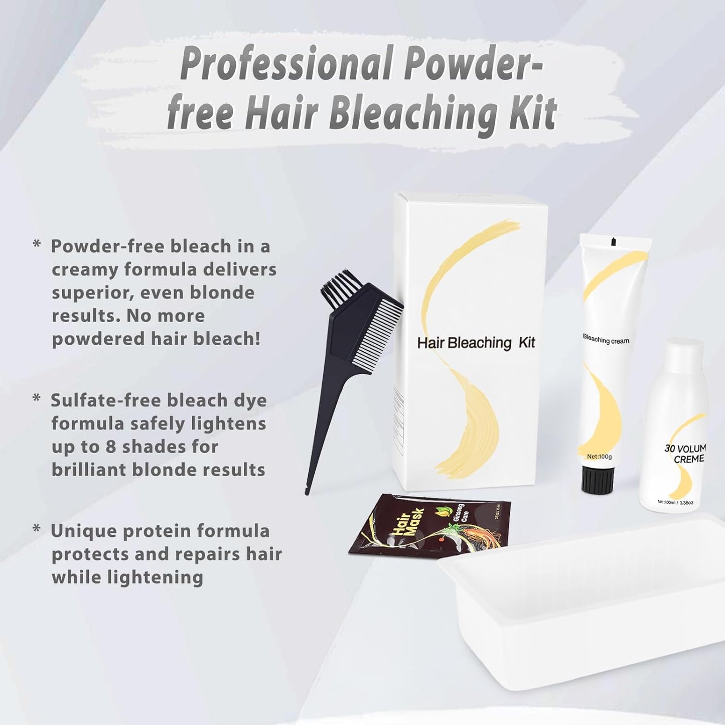 Skiennix Gentle Cream Hair Bleach Kit - Ammonia-Free, Lifts Up to 8 Levels | No-Drip Lightening for Home Use